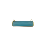Chalcedony Blue Rectangle/Bar Pendant - Boho Chic Gemstone Necklace with 24kt Gold Elegance