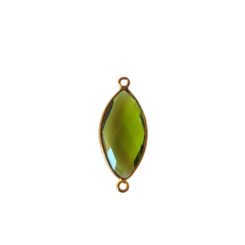 Boho Chic Peridot Bezel Pendant - Handcrafted Gemstone Necklace with 24kt Gold Plating