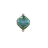 Boho Chic Blue Topaz Bezel Pendant - Handcrafted Gemstone Necklace with 24kt Gold Plating