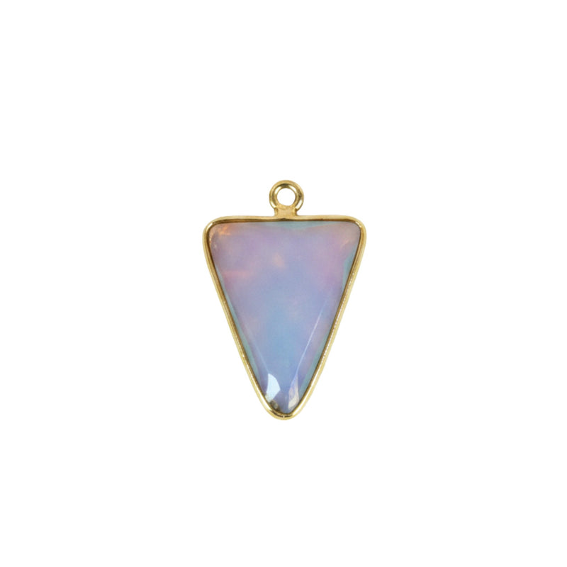 Opalite Triangle Pendant - Boho Chic Gemstone Necklace with 24kt Gold Elegance