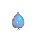 Rainbow Moonstone Stone Necklace for Jewelry Making 10X12mm Pear/Flat Teardrop Bezel Charms Pendants Connectors 925 Sterling Silver