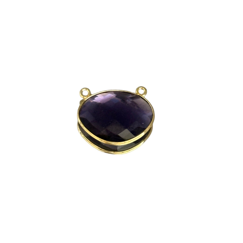 Boho Chic Amethyst Bezel Pendant - Handcrafted Gemstone Necklace with 24kt Gold Plating