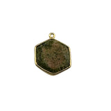 Unakite Jasper Stone Necklace for Jewelry Making 12mm 15mm 18mm Hexagon Bezel Charms Connectors 24K Gold Plated Over 925 Sterling Silver