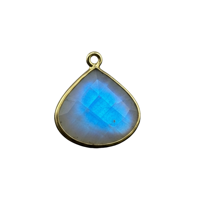 Rainbow Moonstone Heart Pendant - Boho Chic Gemstone Necklace with 24kt Gold Elegance