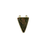Unakite Jasper Triangle Pendant - Boho Chic Gemstone Necklace with 24kt Gold Elegance