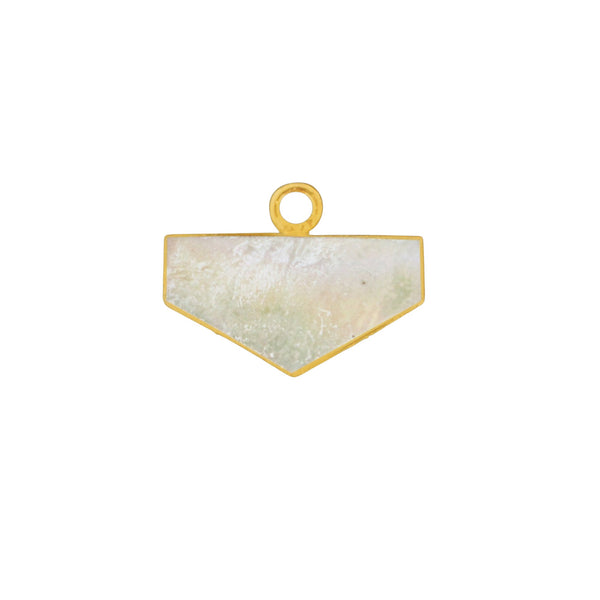 Mother Of Pearl Shell Stone Necklace for Jewelry Making - 17mm Chevron Bezel Charms Pendants 24K Gold Electroplated Chakra DIY