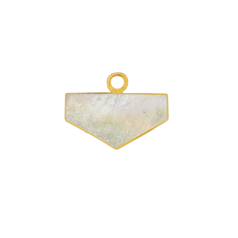Natural Mother Of Pearl Chevron Bezel Connector | Gold 17mm