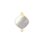 Mother Of Pearl Shell Stone Necklace for Jewelry Making - 12mm 15mm 18mm Cushion/Diamond Bezel Charms Pendants 24K Gold Electroplated DIY