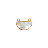 Mother Of Pearl Shell Stone Necklace for Jewelry Making - 9X18mm Moon/Crescent Bezel Charms Pendants 24K Gold Electroplated Chakra DIY