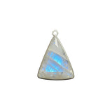 Natural Rainbow Moonstone Triangle Bezel Connector Pendant – 925 Sterling Silver | June Birthstone