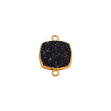 Black Druzy Pendant Necklace – Gold Electroplated Gothic Statement Jewelry