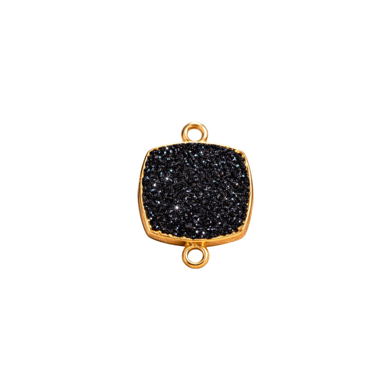Black Druzy Pendant Necklace – Gold Electroplated Gothic Statement Jewelry