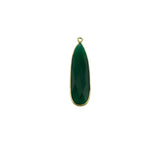 Green Onyx Pear/Flat Teardrop Pendant - Boho Chic Gemstone Necklace with 24kt Gold Elegance