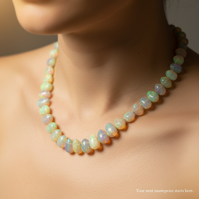 Ethiopian Opal Teardrop Beads – Natural Fire Opal Strand, 4 Inch Makers Pack