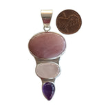 Pink opal, rose quartz and amethyst handmade gemstone Pendants.
