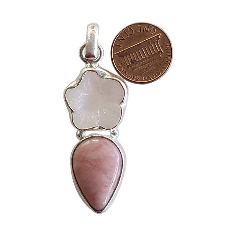 Prodonite and shell carved handmade gemstone pendants.