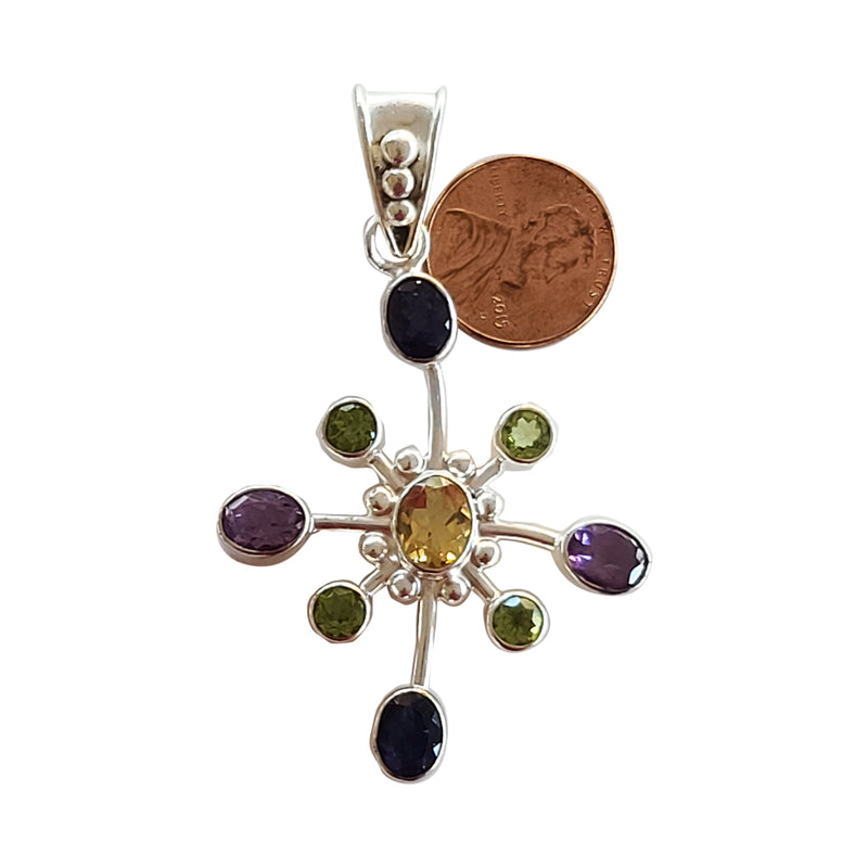 Iolite, amethyst, peridot and citrine handmade gemstone pendants.