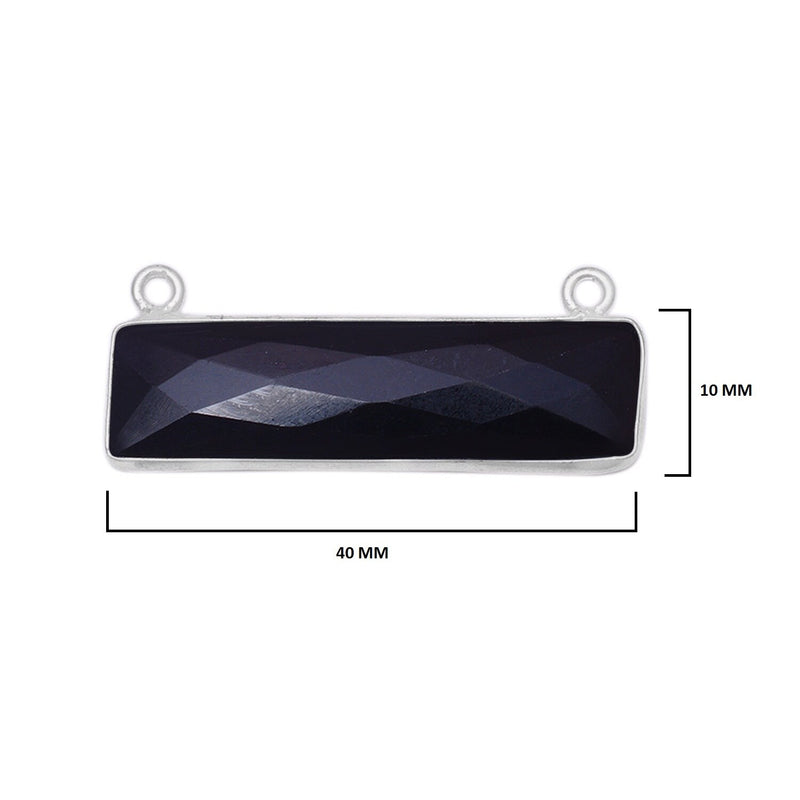 Black Onyx Sterling Silver Bezel Pendant – Rectangular Gemstone
