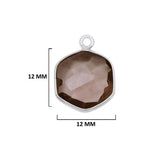 Smoky Quartz Sterling Silver Pendant - Boho Hexagon Charm (12mm, 15mm, 18mm)