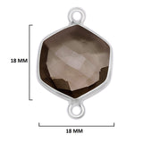 Smoky Quartz Sterling Silver Pendant - Boho Hexagon Charm (12mm, 15mm, 18mm)