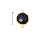 Boho Chic Black Onyx Bezel Pendant, 24k Gold Plated, 11mm, 15mm, 18mm December Birthstone, Handmade Coin Round Necklace Jewelry Gift for Her