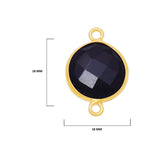 Boho Chic Black Onyx Bezel Pendant, 24k Gold Plated, 11mm, 15mm, 18mm December Birthstone, Handmade Coin Round Necklace Jewelry Gift for Her