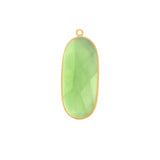 Boho Chic Green Amethyst Bezel Pendant - Handcrafted Gemstone Necklace with 24kt Gold Plating