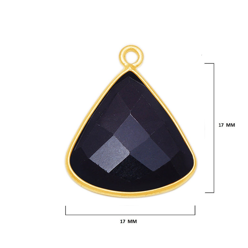 Boho Chic Black Onyx Bezel Pendant - Handcrafted Gemstone Necklace with 24kt Gold Plating