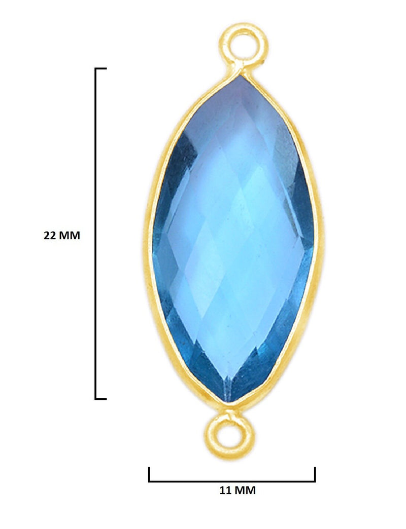 Boho Chic Blue Topaz Bezel Pendant - Handcrafted Gemstone Necklace with 24kt Gold Plating