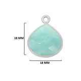 Amazonite natural gemstone bezel charms, 18mm heart-shaped bezel pendants, women jewelry-making earrings, bracelets, necklace pendants, and DIY craft supplies. 925 sterling silver bezel charms pendants.