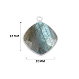 Labradorite Cushion/Diamond Pendant - Boho Chic Gemstone Necklace with 925 Sterling Silver Elegance