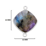 Labradorite Cushion/Diamond Pendant - Boho Chic Gemstone Necklace with 925 Sterling Silver Elegance