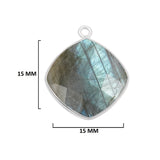 Labradorite Cushion/Diamond Pendant - Boho Chic Gemstone Necklace with 925 Sterling Silver Elegance