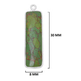 Green Turquoise Rectangle/Bar Pendant - Boho Chic Gemstone Necklace with 925 Sterling Silver Elegance