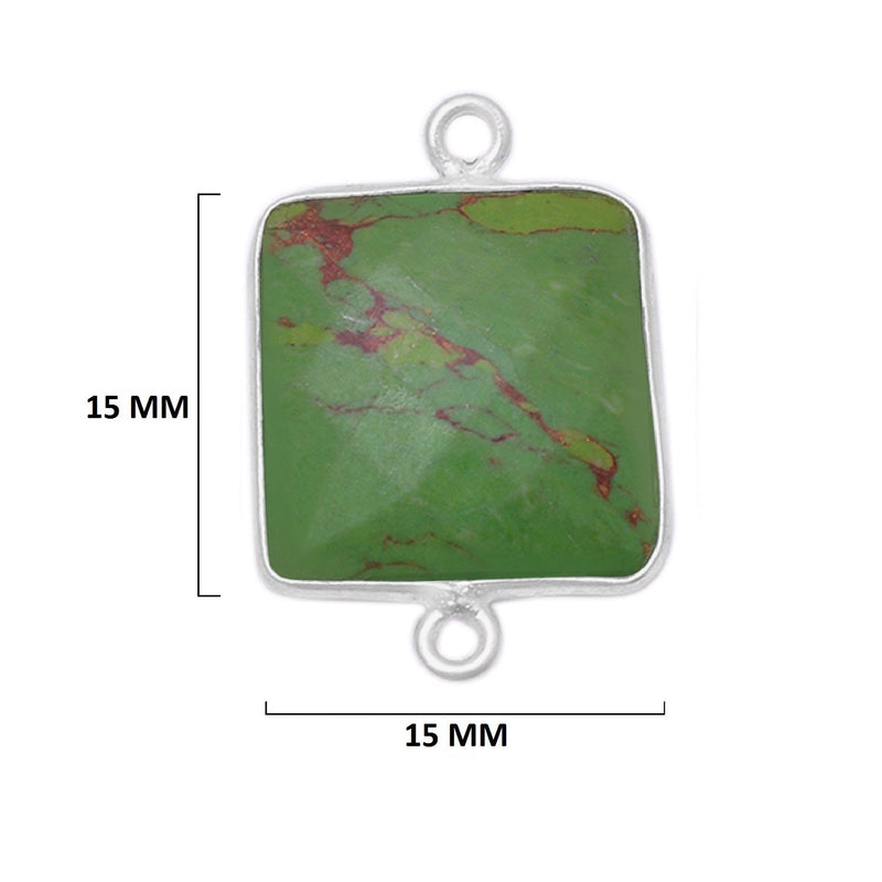 Green Turquoise Square Pendant - Boho Chic Gemstone Necklace with 925 Sterling Silver Elegance