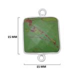 Green Turquoise Square Pendant - Boho Chic Gemstone Necklace with 925 Sterling Silver Elegance
