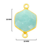 Amazonite Hexagon Pendant - Boho Chic Gemstone Necklace with 24kt Gold Elegance
