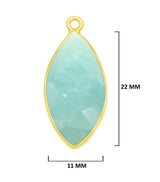 Amazonite Marquise/Evil Eye Pendant - Boho Chic Gemstone Necklace with 24kt Gold Elegance