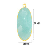 Amazonite natural gemstone bezel charms, 13X30mm coin-round-shaped bezel pendants, women jewelry-making earrings, bracelets, necklace pendants, and DIY craft supplies. 24k gold plated over 925 sterling silver bezel charms pendants.