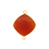Carnelian Cushion/Diamond Pendant - Boho Chic Gemstone Necklace with 24kt Gold Elegance