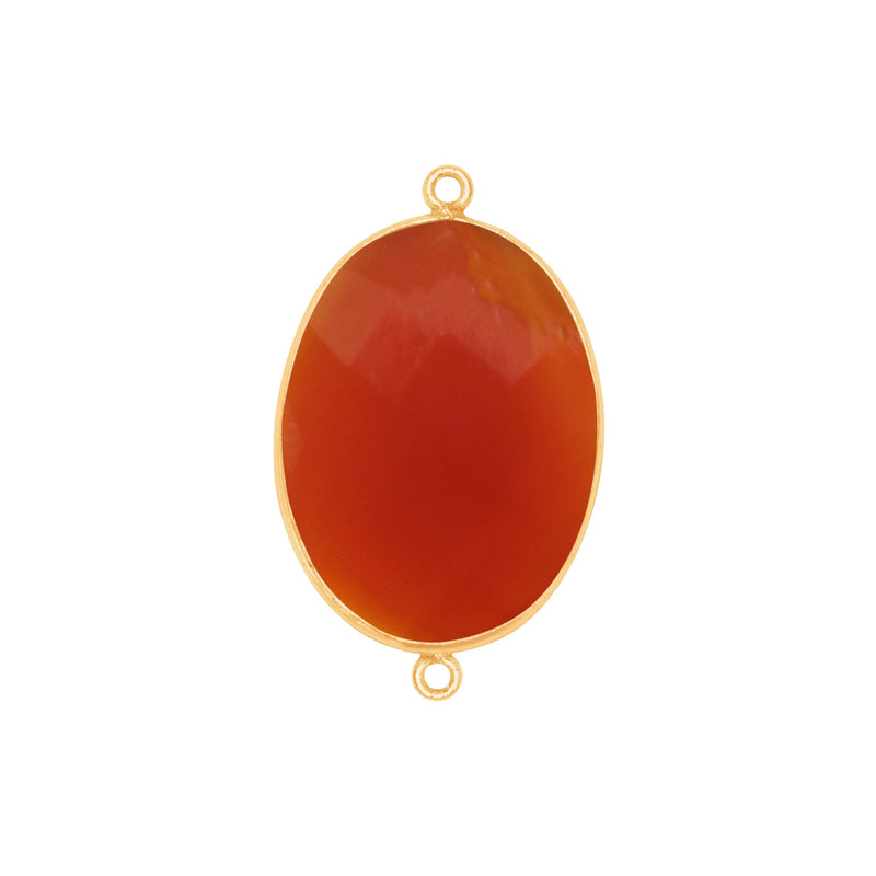Carnelian Oval Pendant - Boho Chic Gemstone Necklace with 24kt Gold Elegance