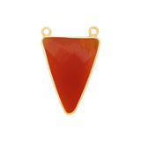 Carnelian Triangle Pendant - Boho Chic Gemstone Necklace with 24kt Gold Elegance