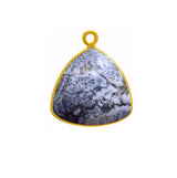 Dendrite Opal Triangle Pendant - Boho Chic Gemstone Necklace with 24kt Gold Elegance