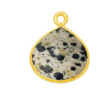 Dalmatian Jasper Heart Pendant - Boho Chic Gemstone Necklace with 24kt Gold Elegance