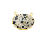 Dalmatian Jasper Oval Pendant - Boho Chic Gemstone Necklace with 24kt Gold Elegance