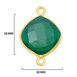Green Onyx Cushion/Diamond Pendant - Boho Chic Gemstone Necklace with 24kt Gold Elegance