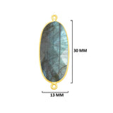 Labradorite Oval Pendant - Boho Chic Gemstone Necklace with 24kt Gold Elegance