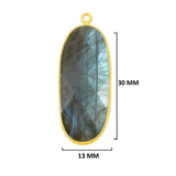 Labradorite Oval Pendant - Boho Chic Gemstone Necklace with 24kt Gold Elegance