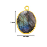 Labradorite Oval Pendant - Boho Chic Gemstone Necklace with 24kt Gold Elegance