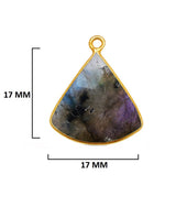 Labradorite Bell/Quarter Circle Pendant - Boho Chic Gemstone Necklace with 24kt Gold Elegance